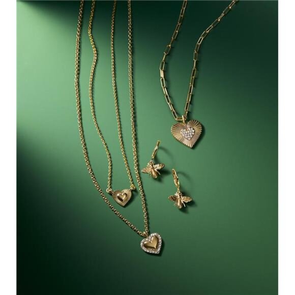 Jessica Simpson Fashion Gold Metal Layer Heart Necklace - Picture 3 of 5